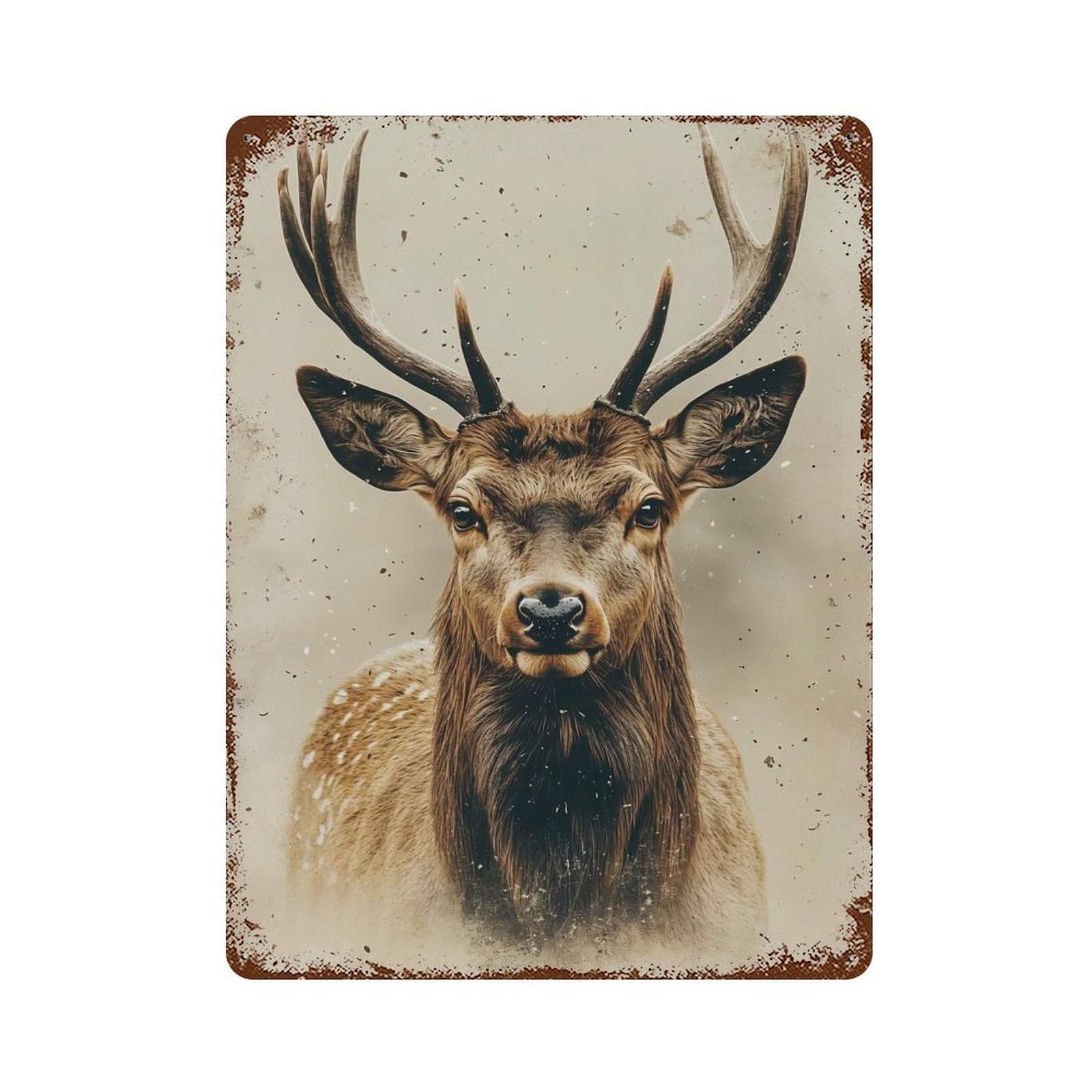 Decorative Tin Sign with Majestic Elk Portrait Design 15.7"x11.8", for Farmhouse, Kitchen And Entryway Decor, Decorative Metal Wall Art