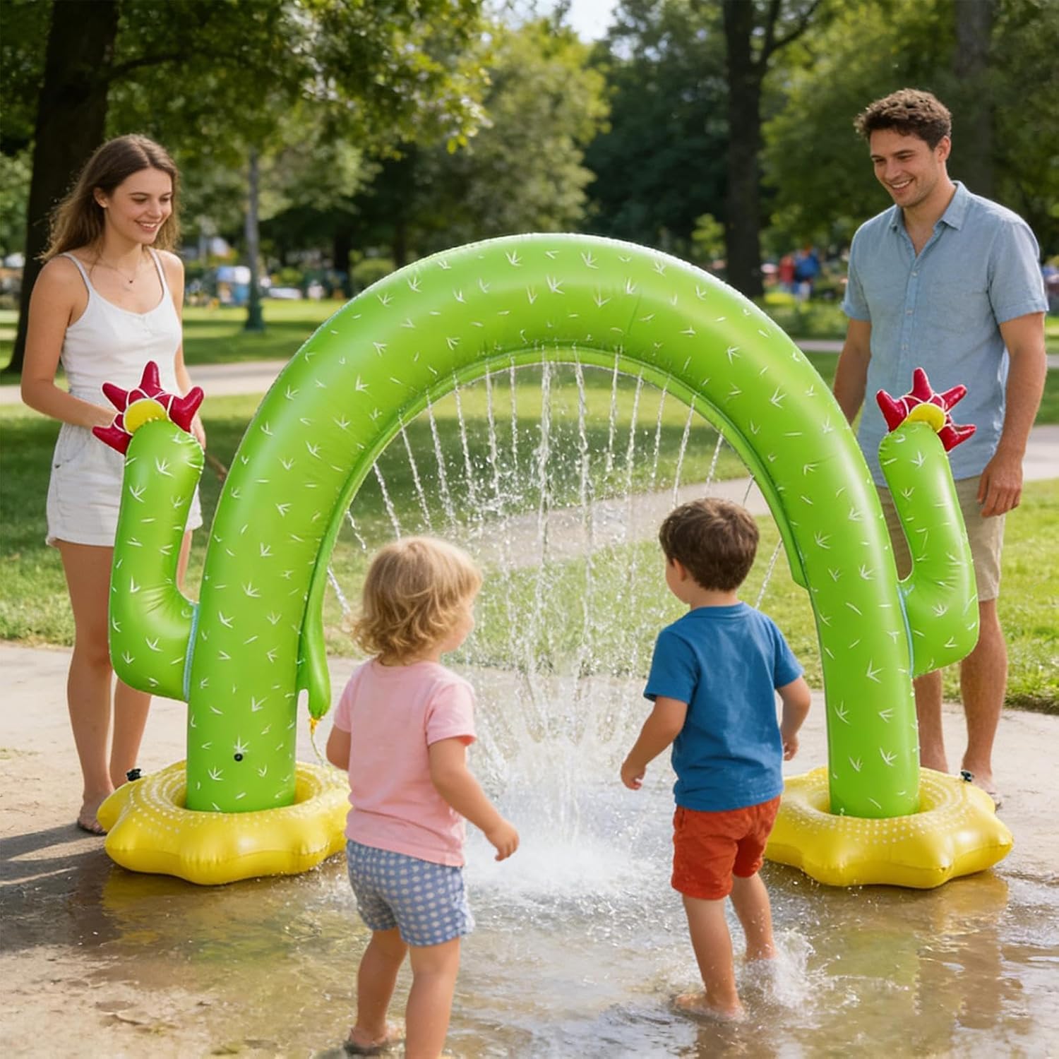 Sprinkler for Kids, Endless S-ummer Fun, PVC Material, Cactus Fun Inflatable Sprinkler Tunnel, Inflatable Arch S-prinkler, for Outdoor F-un, Garden Play, Beach Trips, and Camping Adventures