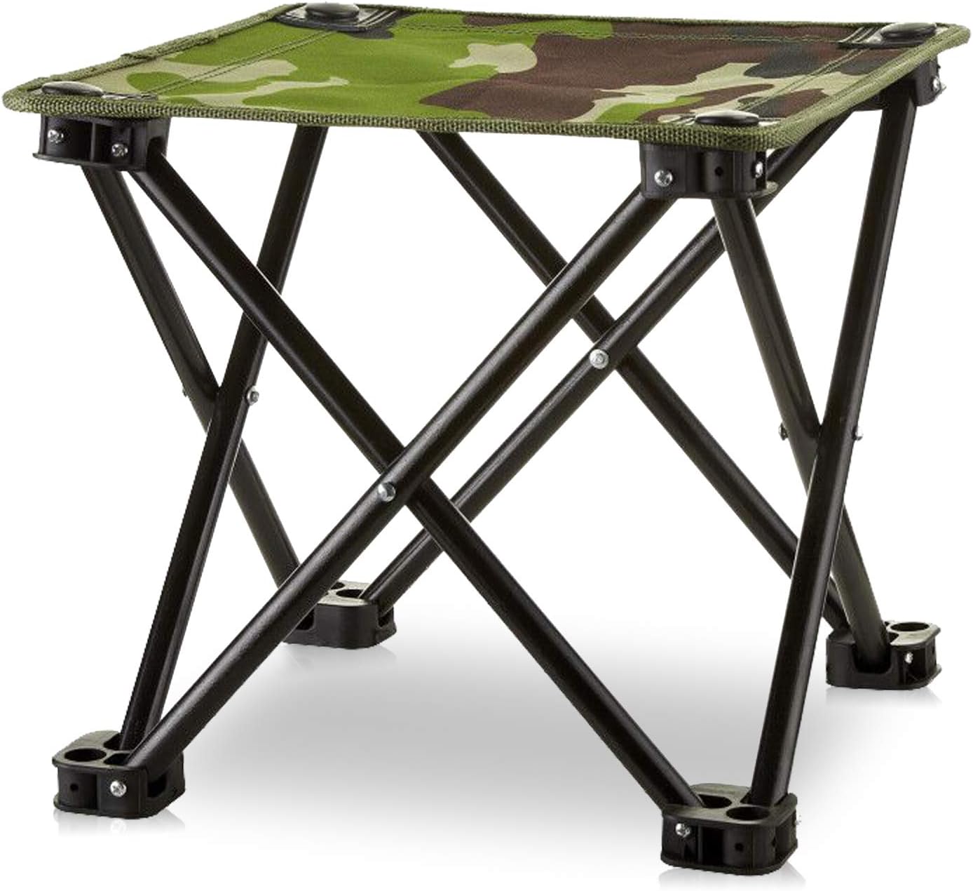 Camping Stool Portable Folding Stool Mini Portable Chair for Beach, Picnic Party, Camping, Barbecue, Fishing, Hiking, 600D Oxford Cloth with Portable Bag (Blue Camo)