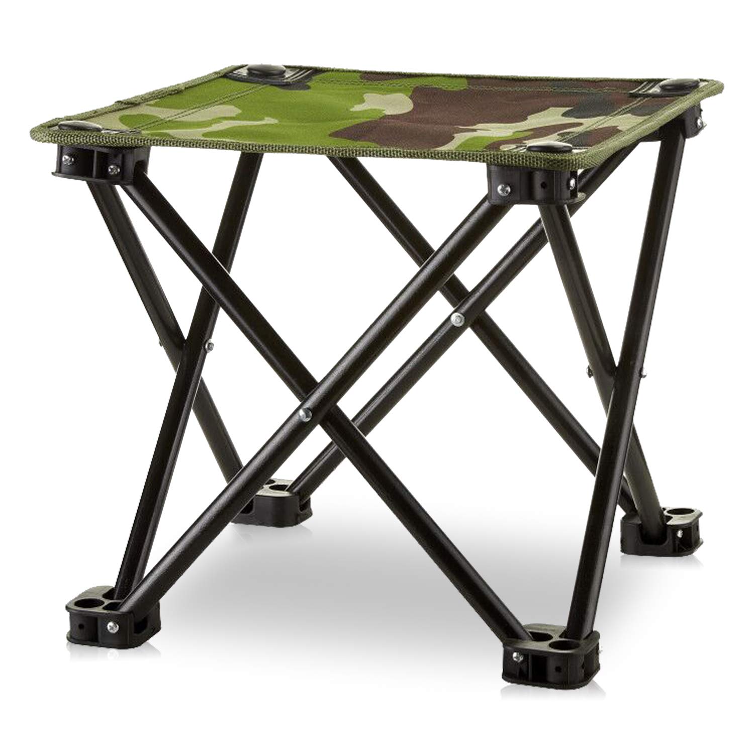 Camping Stool Portable Folding Stool Mini Portable Chair for Beach, Picnic Party, Camping, Barbecue, Fishing, Hiking, 600D Oxford Cloth with Portable Bag (Blue Camo)