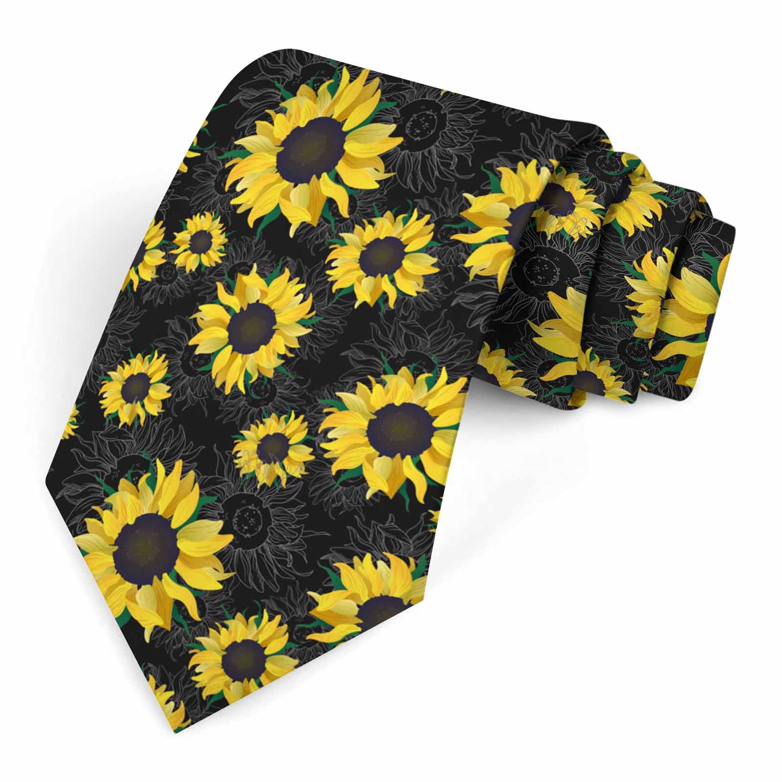 Muntayson Unisex Yellow Sunflower Mens Tie Men's Necktie Ties For Mens Daily Wedding Party Business