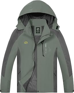 TEZO Men's Waterproof Rain Jacket with Hood - Lightweight Windproof Hiking Windbreaker Coat