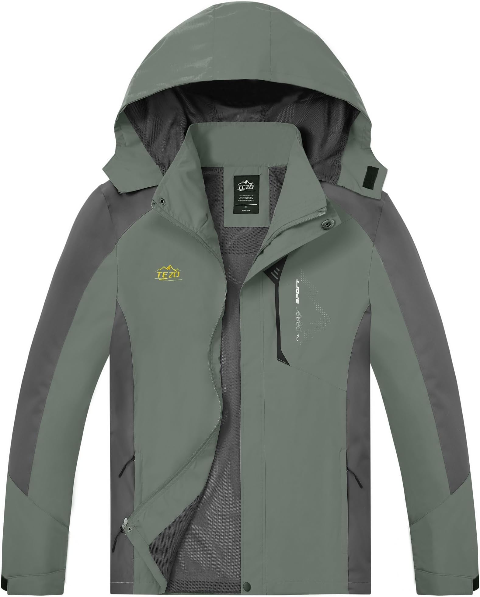 Mens Rain Jacket Waterproof with Hooded Hiking Coat Lightweight Windbreaker