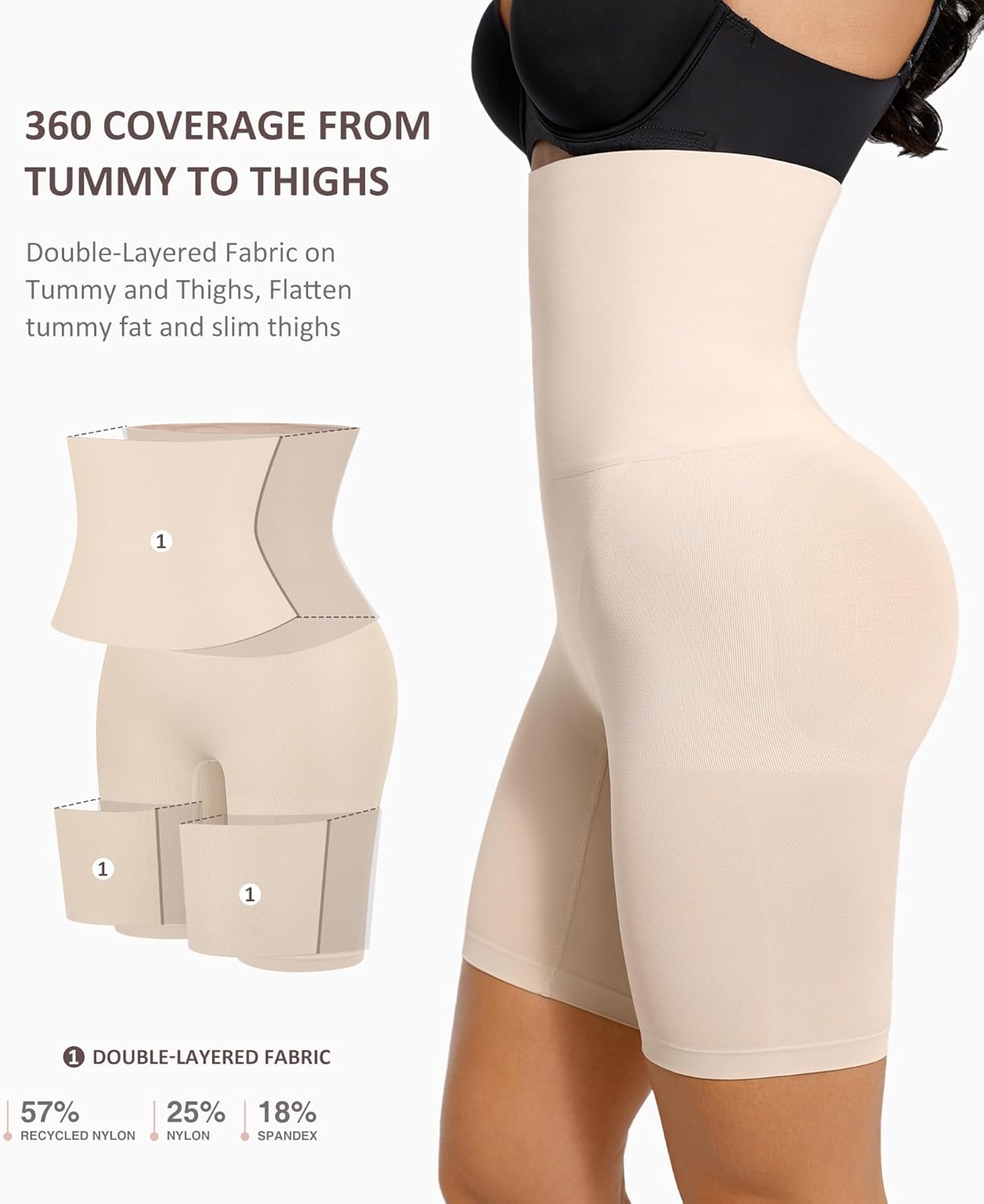 FeelinGirl Tummy Control Shapewear for Women High Waist Body Shaper Shorts Butt Lifting Control Panties - Image 5