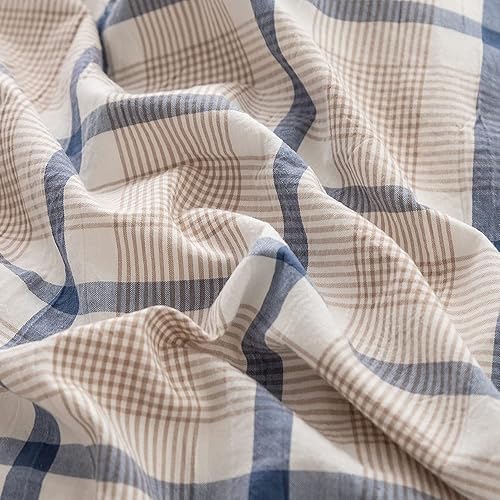 Miniatura 4 de FACE TWO FACE Juego de funda de edredón de 3piezas, 100% algodón lavado con textura parecida al lino transpirable duradero suave cómodo (tamaño