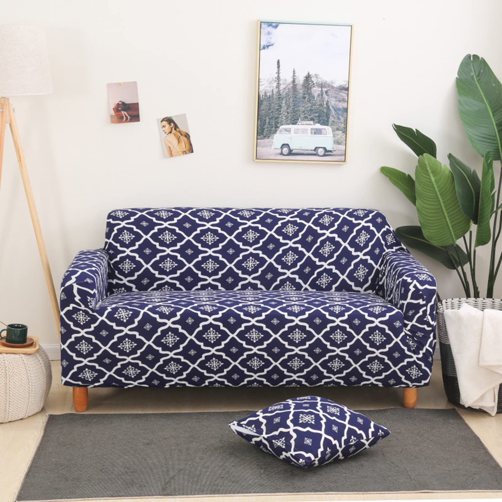 Housse de canapé extensible 4 places grande taille lavable