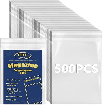 500 Pcs Clear Magazine & Comic Book Protector Sleeves Only - Heavy-Duty Bulk Supply for Resellers, Shops & Serious Archiving 23x30cm