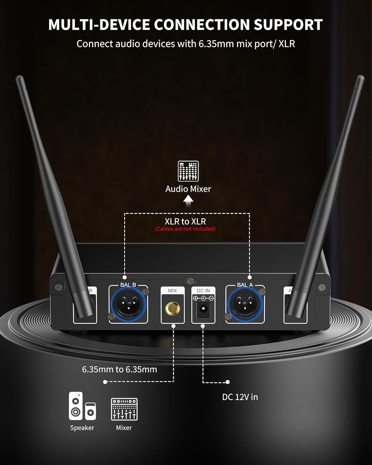 LEKATO Wireless Microphone Professional Wireless Mic System for Singing Metal UHF Cordless Dual Handheld Wireless Microphone Plug and Play Dynamic Mic for Home KTV, DJ Party, Wedding, Church,200ft