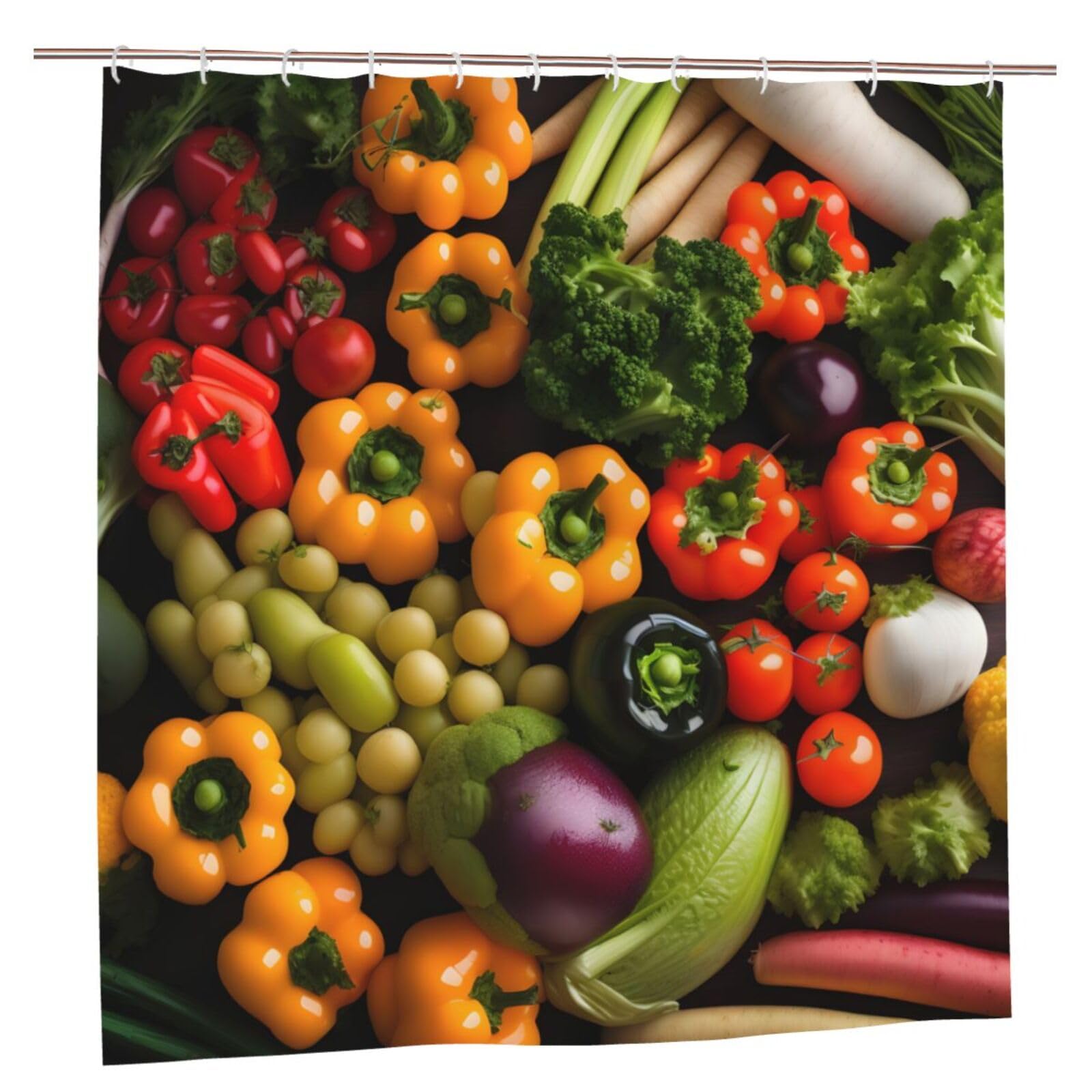 Rideau de douche anti-moisissure polyester fruits légumes 183cm