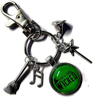 Just a little WICKED 20mm handmade glass cabochon bag clip keyring gift, oz witch novelty birthday halloween Xmas present, witches party bag favors
