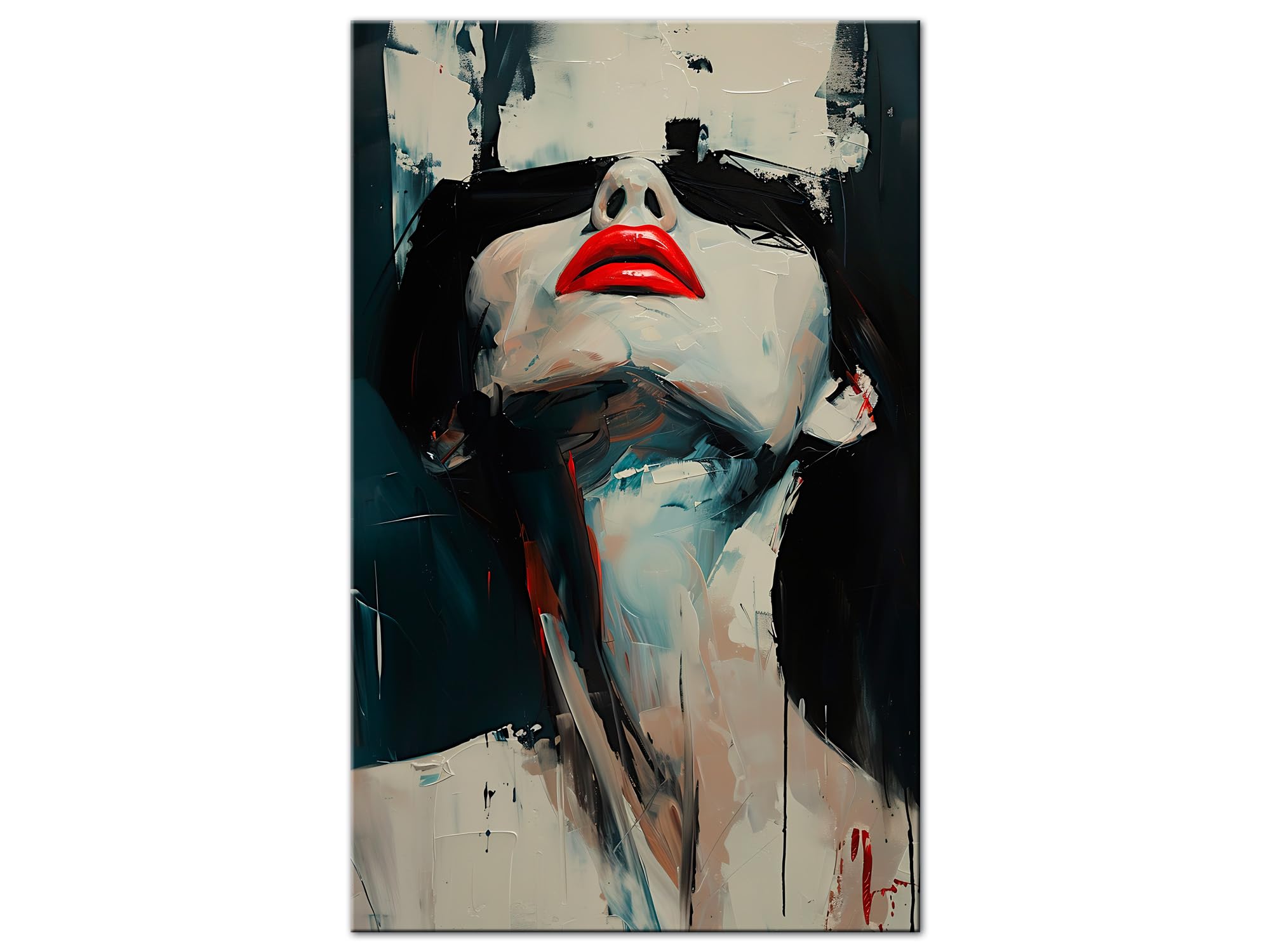 DECLINA Karminlippen Wandbild - Wanddeko Abstrakte Kunst Premium - Foto auf glänzendem Acrylglas - Hergestellt in Frankreich