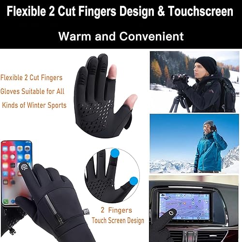 Miniatura 3 de weiatas Winter Fingerless Gloves for Men Women Touch Screen, Cold Weather Thermal Sport Gloves for Fishing Running Cycling Driving Hiking, Warm