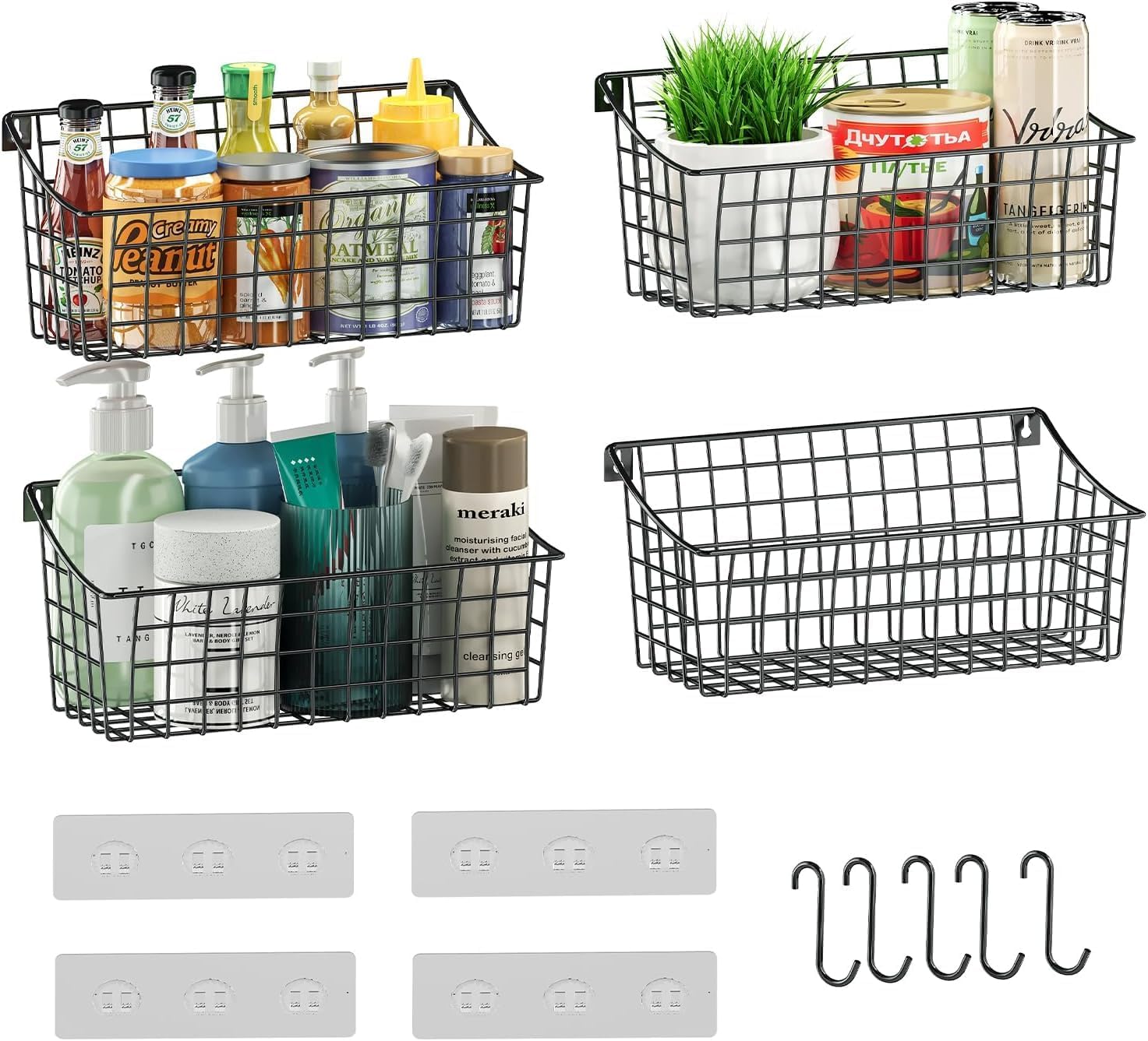 Sonyabecca 4 Pack Hanging Wall Basket for Organizing