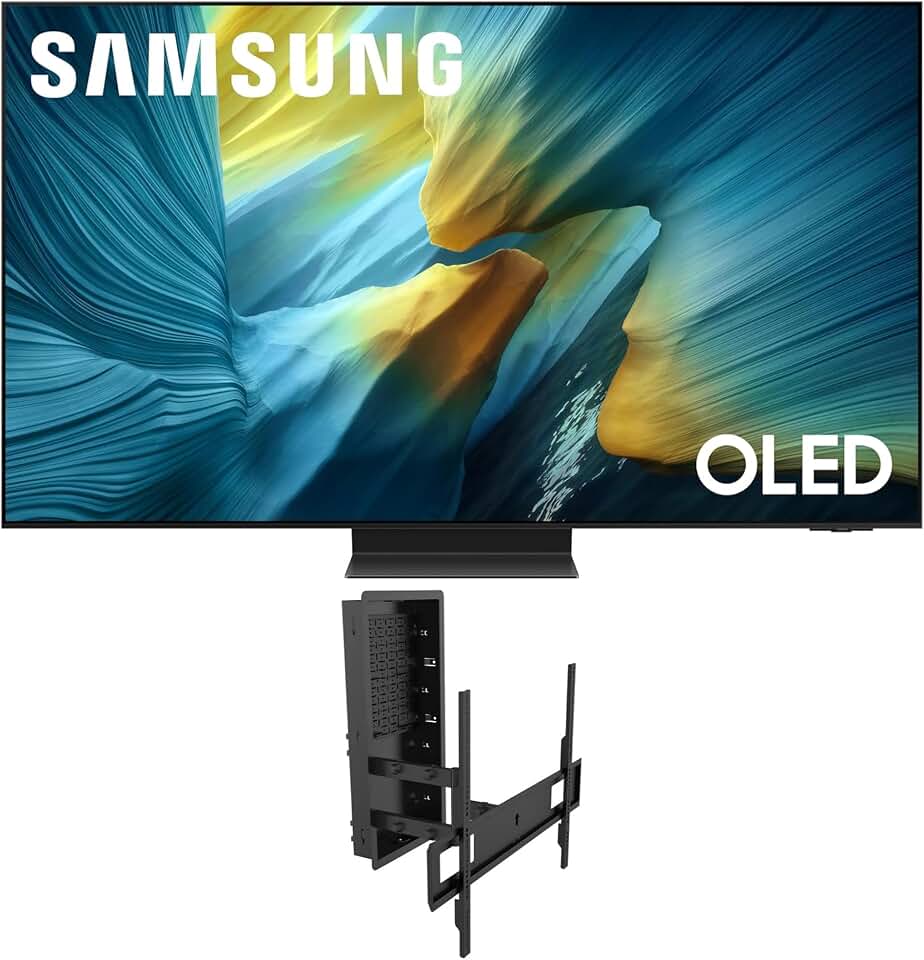 Samsung QN65S95FAFXZA 65 Inch OLED HDR Pro 4K Smart TV with a Kanto R600 in-Wall Recessed Full Motion Wall Mount (2025)