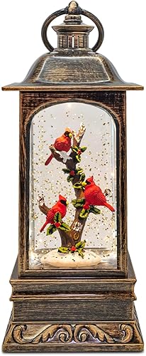 Miniatura 10 de Globo de Nieve Navideño con Linterna, Decoraciones de Navidad de Santa Claus y Renos para Interior, Globos de Nieve Musicales Iluminados con Árbol