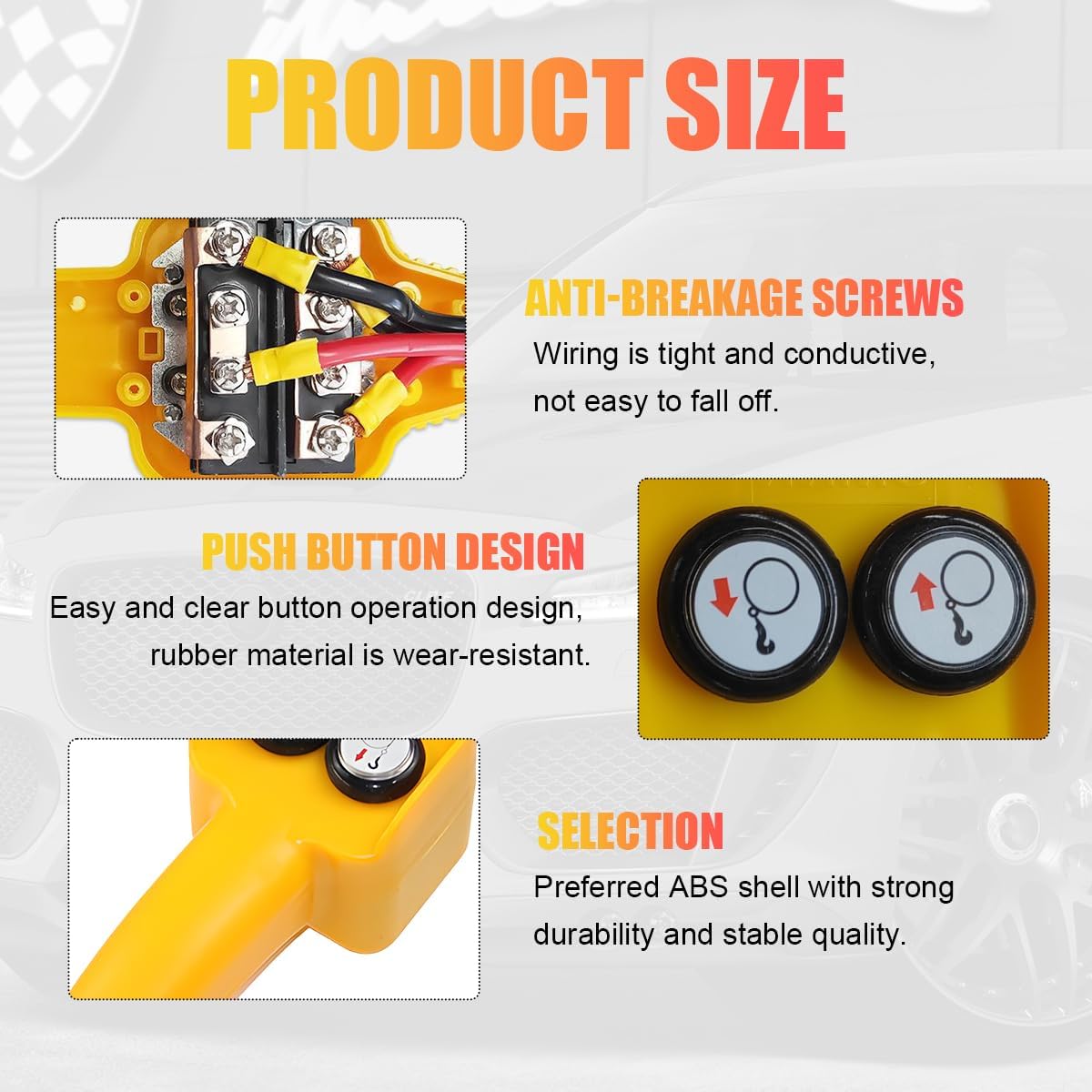 Winch Controller, Push Button Winch Remote Assembly Replacement for Pulling 1500lbs to 5000lbs, 12V Electric Winch Wired Capstan Handheld Remote Controller, Car Accessories