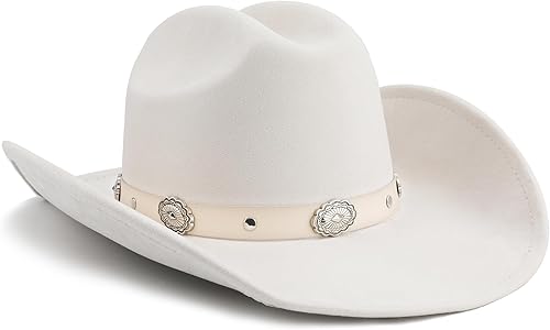 Miniatura 6 de BESOOGII Sombrero de vaquero de fieltro de ala ancha para mujeres y hombres, sombreros de vaquera occidental