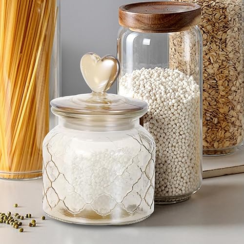 Miniatura 5 de Love Storage Tank - Tarro de vidrio hermético con tapa en forma de corazón para frutos secos de caramelo, frutas secas y tés de hierbas, contenedor