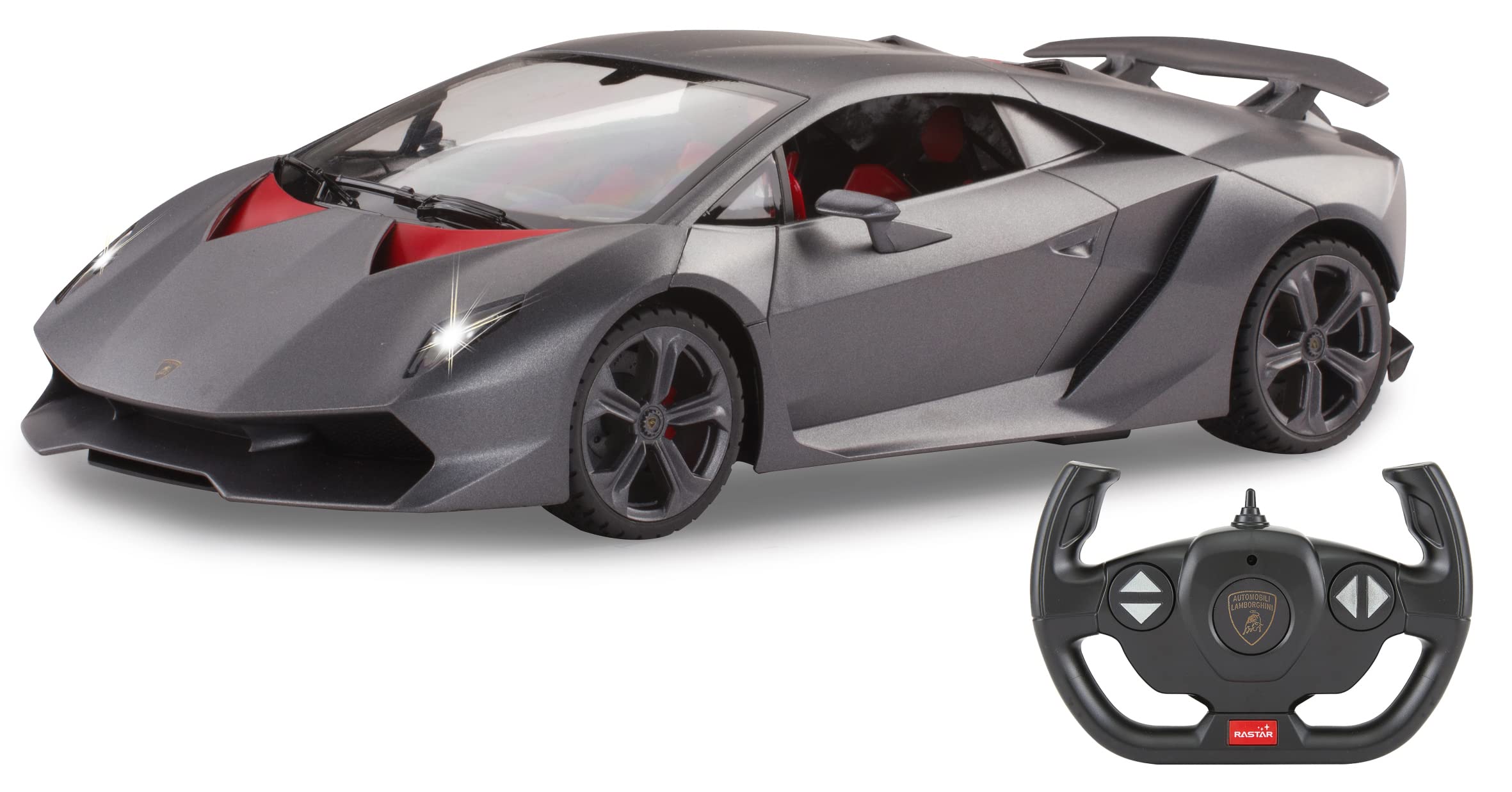 JAMARA 402112 Lamborghini Sesto Elemento 1:14 2,4 GHz-oficjalnie licencjonowany, wierne odwzorowanie szczegółów wnętrza, lakierowanie wierne, zdalnie sterowany samochód RC, szary