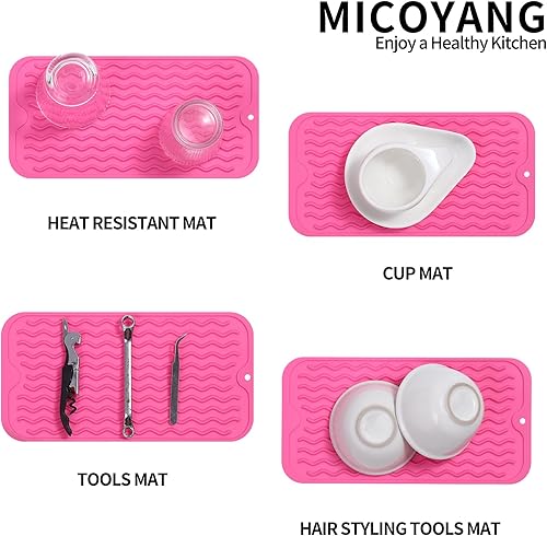 Miniatura 378 de Tapete de silicona para secado de platos para múltiples usos, fácil de limpiar, ecológico, resistente al calor, tapete de silicona para encimera