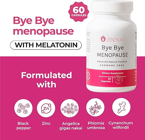 Miniatura 2 de ZENZSUAL Bye Bye Menopause, 60 cápsulas  Suplemento para mujeres, ayuda a reducir los sofocos, el sudor nocturno y los cambios de humor  100%