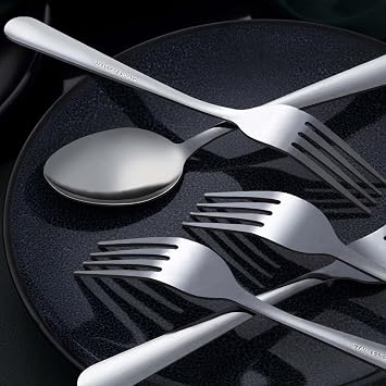 Unokit 24 Pieces Dinner Spoons Set Silverware - 6.7 inch Stainless Steel Spoon, Dessert, Table, Silverware Spoons Only for Home, Kitchen or Restaurant - Mirror Polished, Dishwasher Safe, Silver
