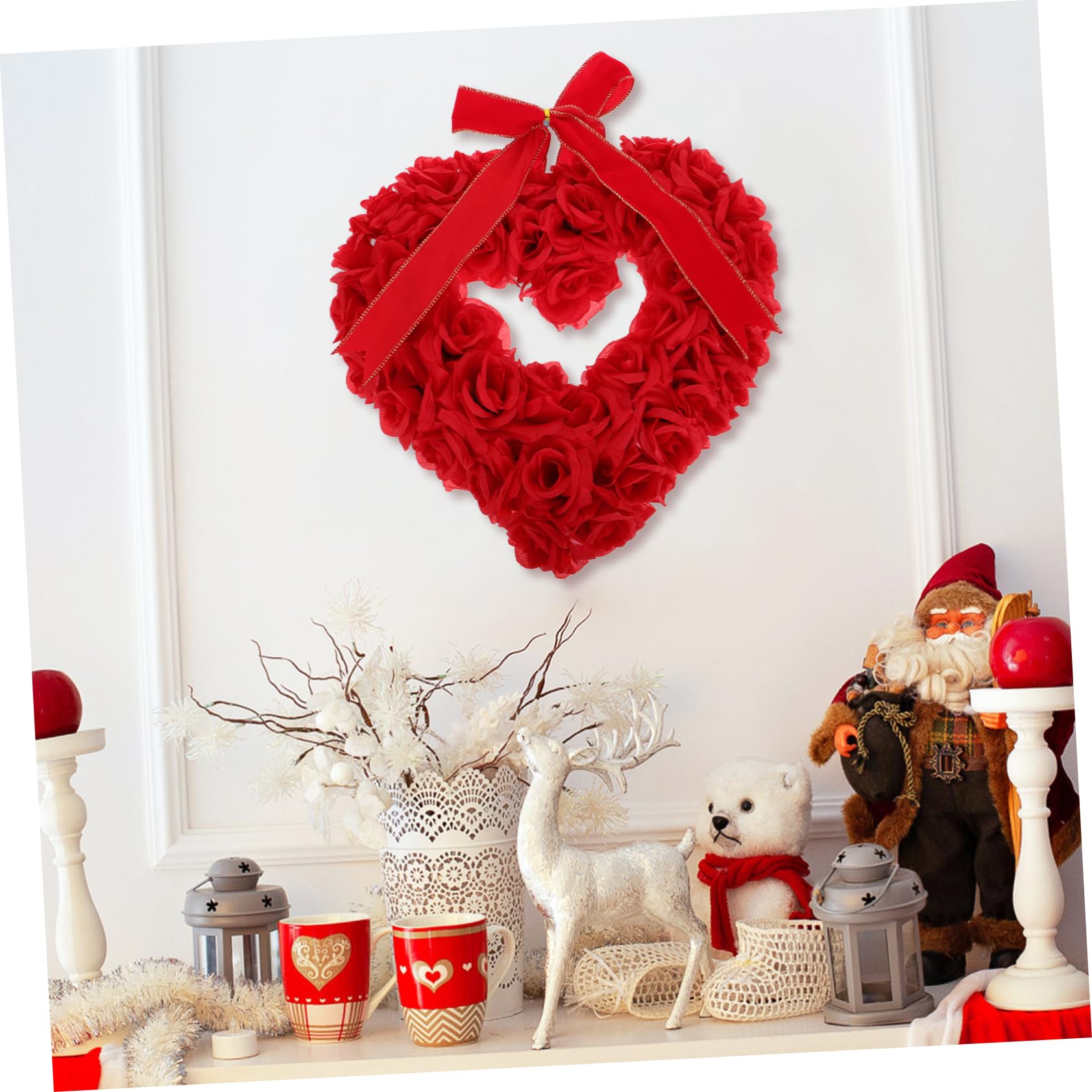 TOPBATHY Guirnalda de Rosas Románticas con Forma de Corazón para El Día de San Valentín para Puerta de Entrada Decoración de Bodas Y Fiestas