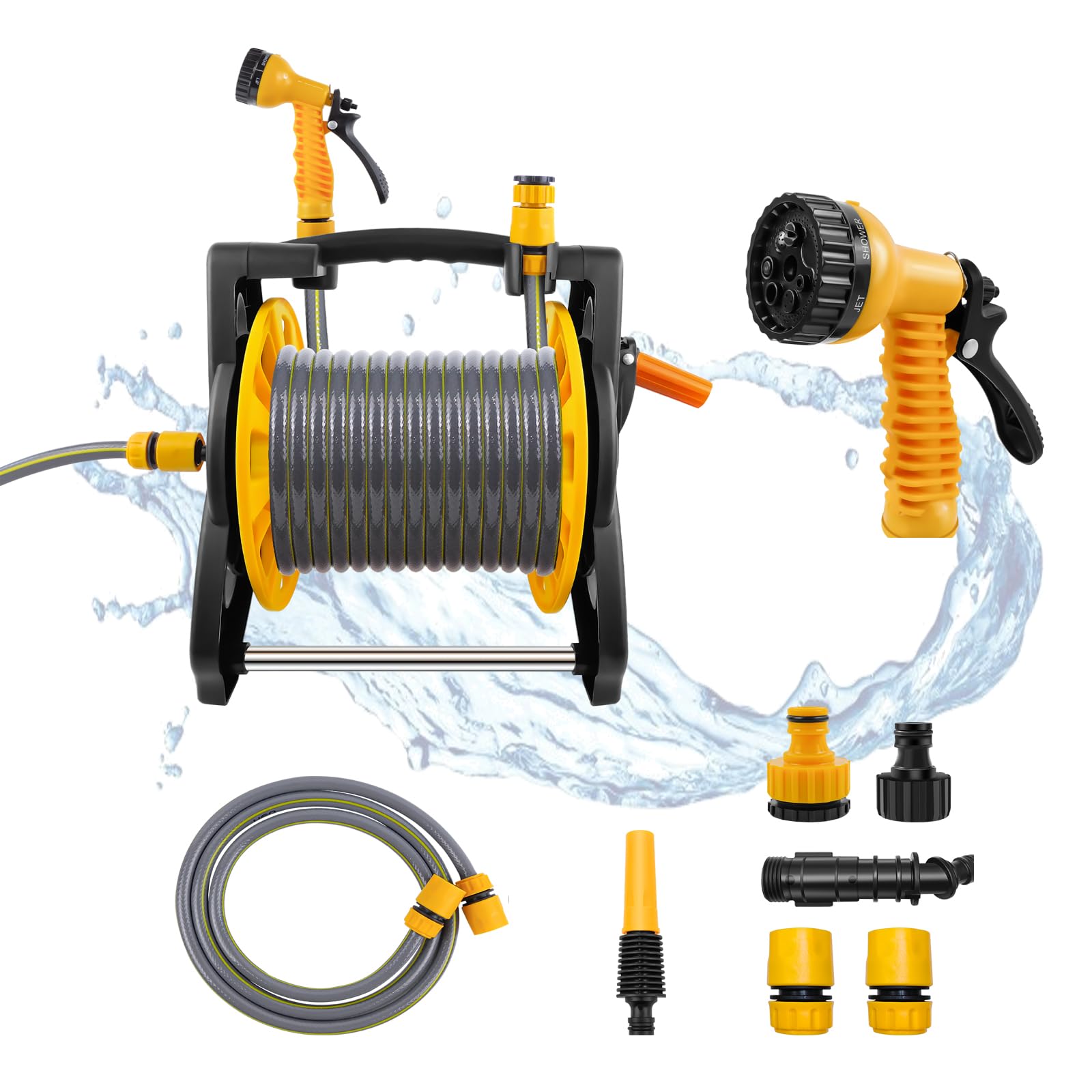 Garden Hose Reel No-Kink Retractable Hose Reel 25M - Only 5.87KG, Fast Rewind System for Effortless Garden Irrigation & Patio Wash