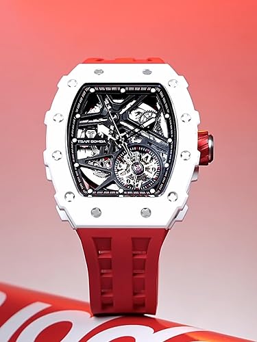 Miniatura 8 de TSAR BOMBA Relojes mecánicos automáticos de lujo para hombre, bisel de fibra de carbono, movimiento japonés, cristal de zafiro, resistente al agua,