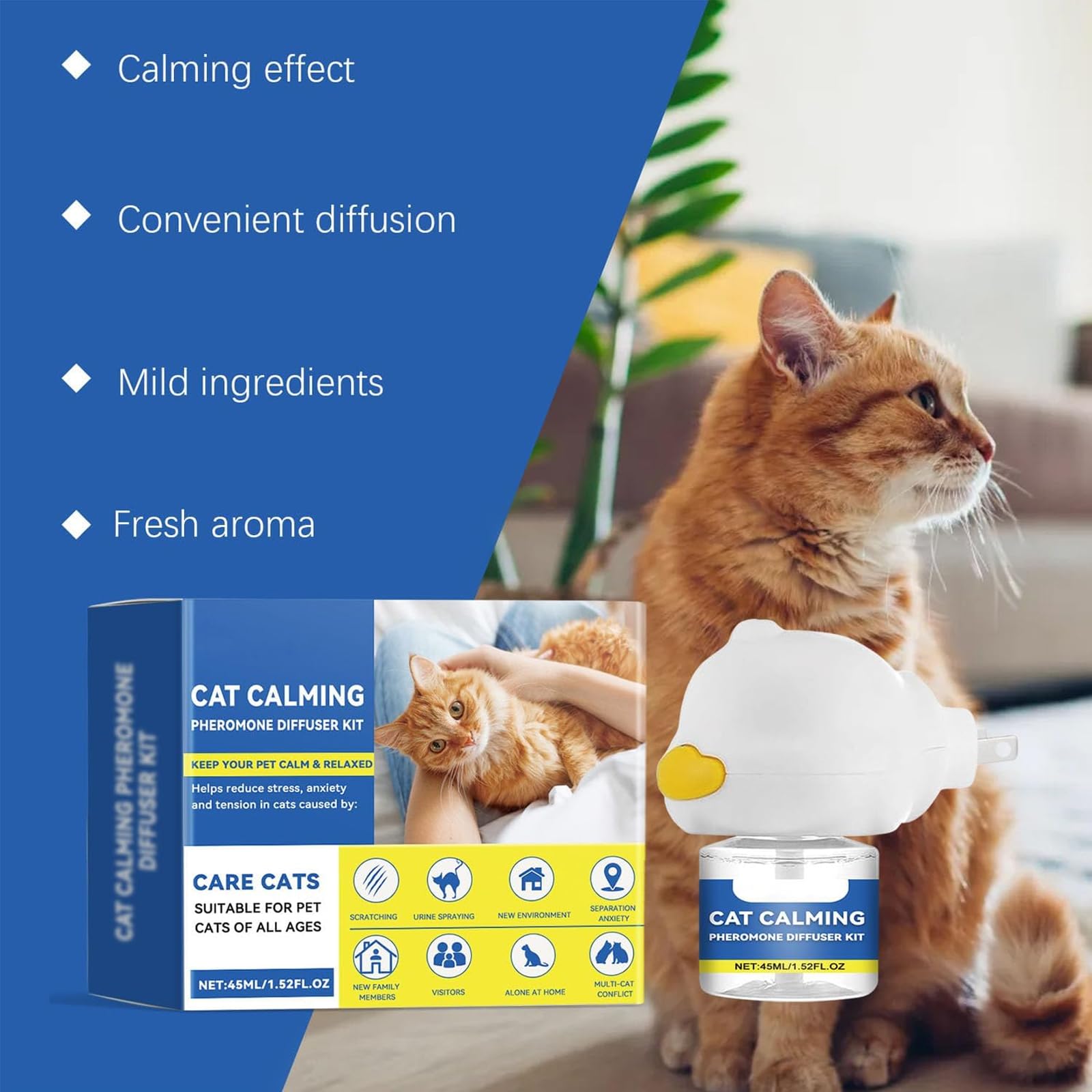 Petwellness Diffuseur Chat, Petwellness Diffuseur Chat Pour Arrêter De Faire Pipi Partout 6 En 1, Pet Wellness Diffuseur Pheromones Chat, Soulage Le Stress Anxieux,Réduit Les Bagarres (6 Bouteilles)