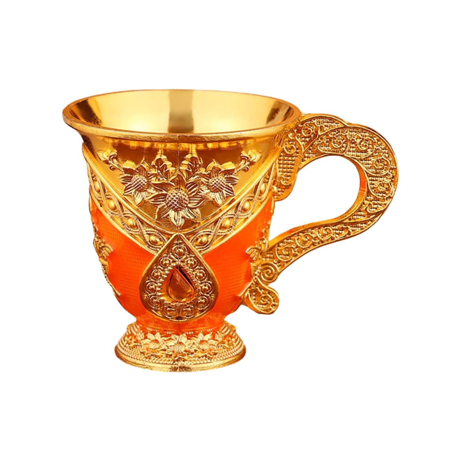 Shntig Retro Wine Glass European Drinking Cup for Home Restaurant Use Alloy Decorative Cup Kitchen Glass Multipurpose Metal Party