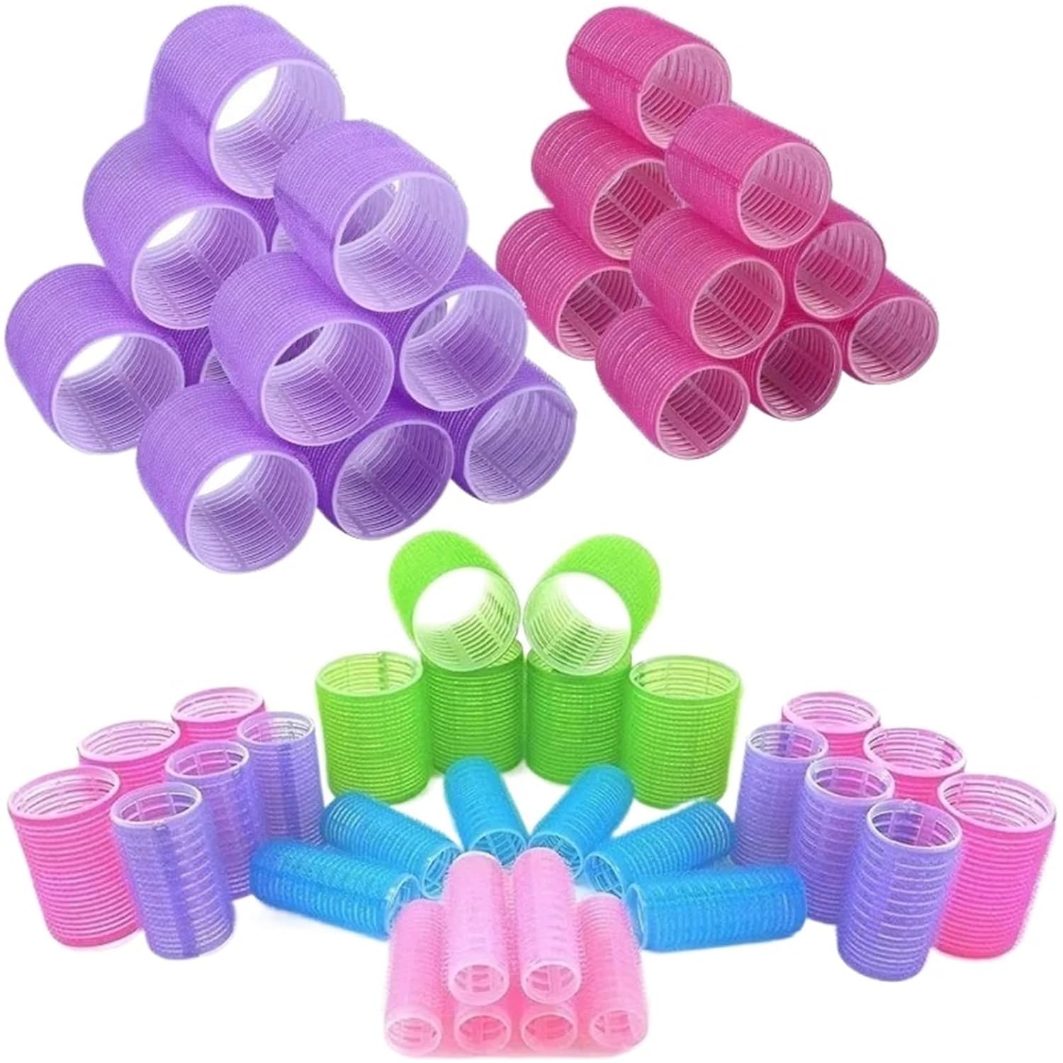Hair Rollers for Blowout Look Long Hair 36pcs Self-Grip Hair Rollers Heatless Curlers No Heat Bangs Volume Self-adhesive Hook & Loop DIY Styling Tools(6.0cm random col)