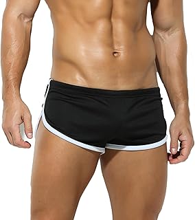Men's Athletic Short Split Side Booty Short Bottoms for Running Gym Workout with Pouch