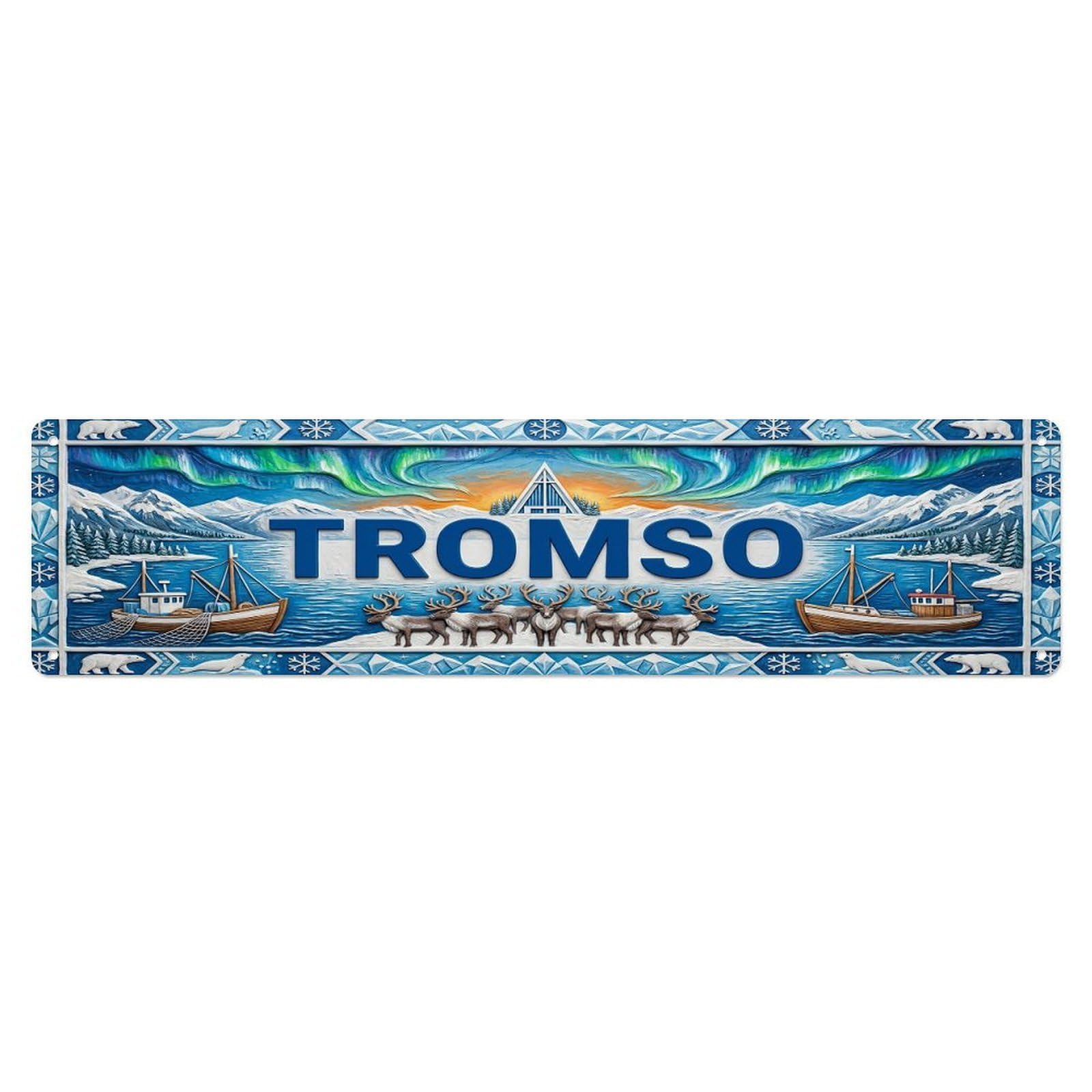 Cwbufd Vintage Style Vintage Tromso Norway Flag Pattern Vintage Metal Tin Sign Plaque Wall Decor For Cafe, Club Bar, Office, Garden Metal Poster 4X16inch