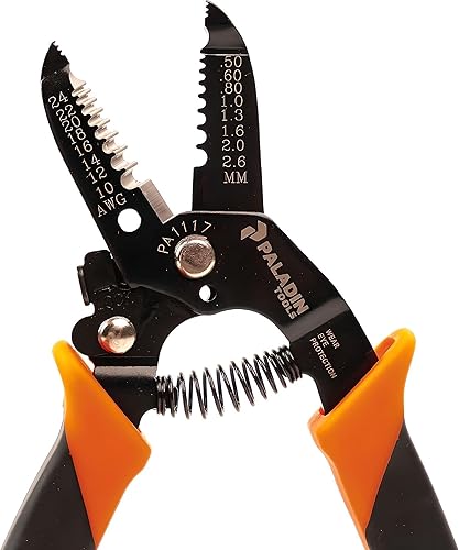 Miniatura 2 de Paladin Tools PA1117 - Herramienta pelacables y cortador de alambre 10-24 AWG | Herramienta de pelado de cables resistente de grado profesional