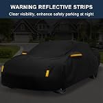 X AUTOHAUX Couverture de voiture pour Honda Civic Sedan/Coupe 210D-PU Couverture de voiture complète en plein air tout le temps avec fermeture à glissière de porte pour l'imperméabilisation du soleil Snow Protection