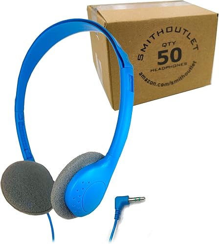 SmithOutlet Bulk Classroom - Auriculares de diadema, color azul Paquete de 50 Azul