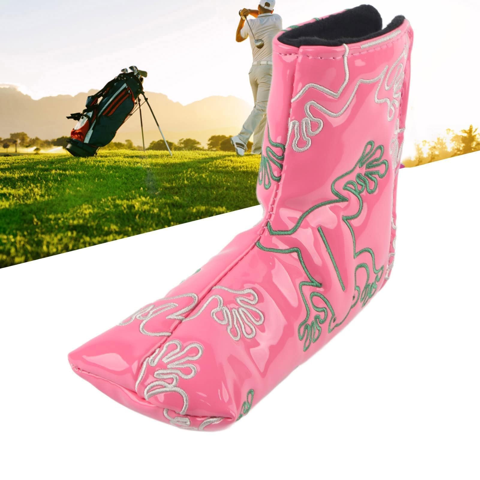 Agatige Copertura per Putter per Lame da Golf, Copricapo per Putter da Golf Copritesta per Ricamo con Chiusura Magnetica Protettiva in PU(Rosa)