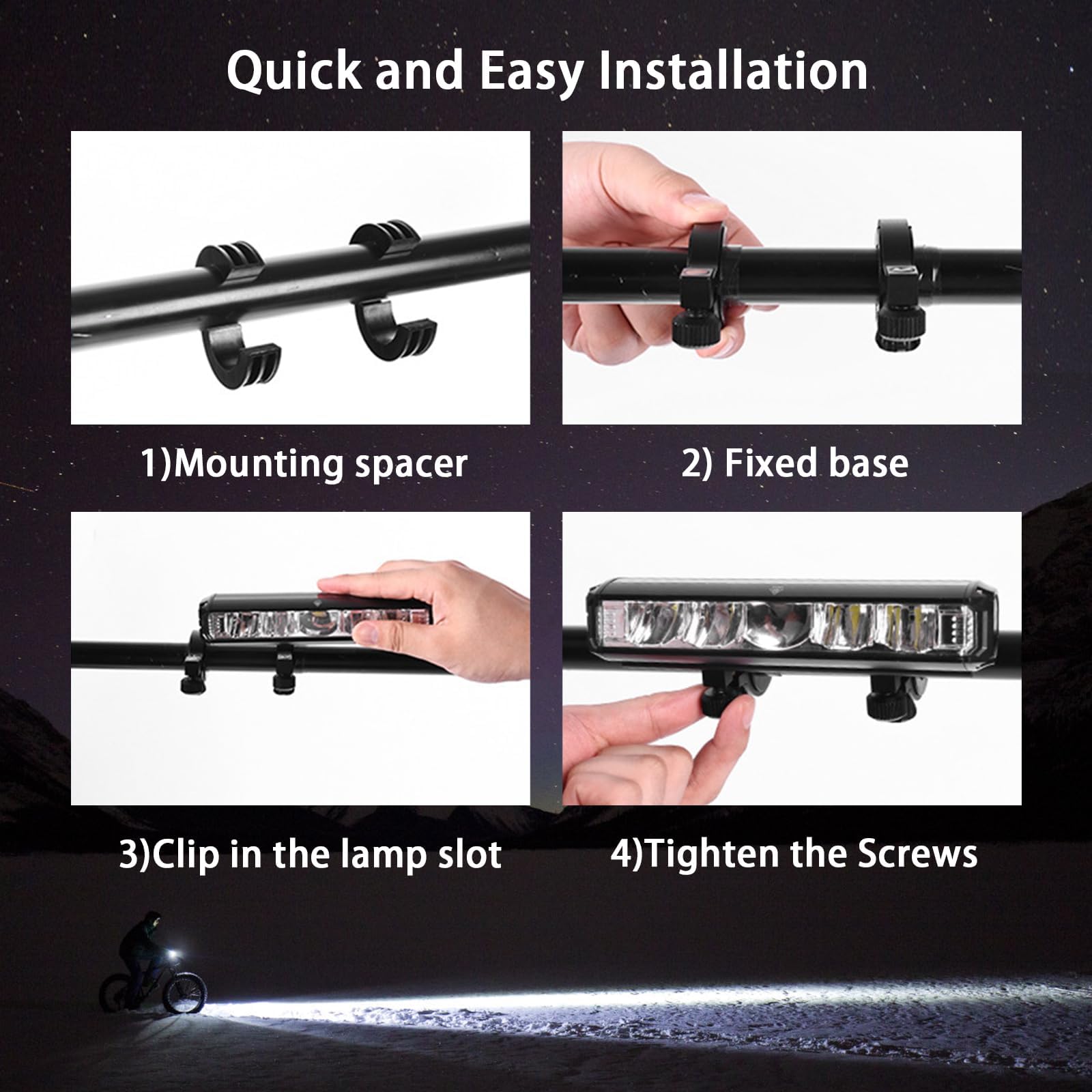 Phare avant 3250 lm LED super lumineux - Puissance mobile 8000 mAh - Standard StVZO pour adultes - Pour VTT, vélo tout-terrain