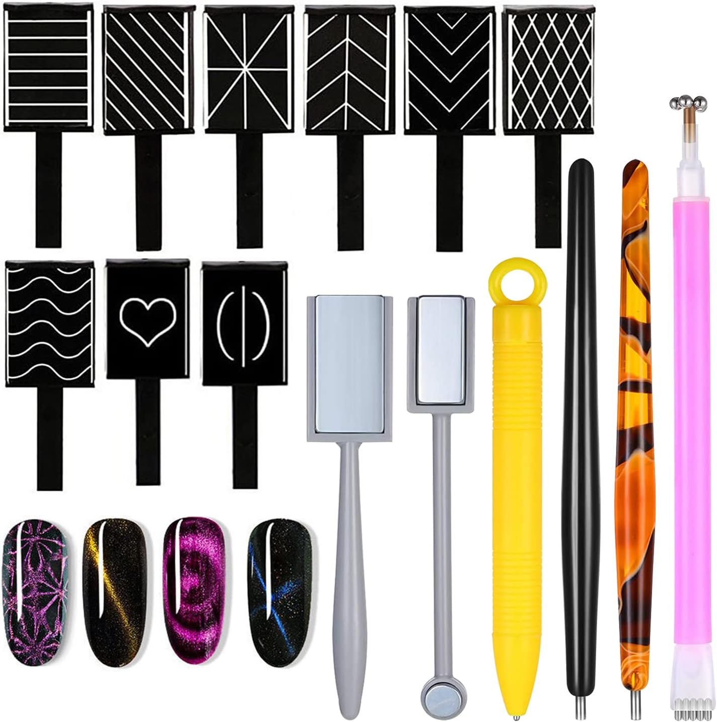 WOKOTO 15Pcs Cat Eye Nail Magnets Pens For Cat Eye Nail Art Tools Gradient Design Cat Eye Magnet For Nails Cat Eye Magnet Sticks For Women Nails Magnets Wand For Magnetic Nail Polish