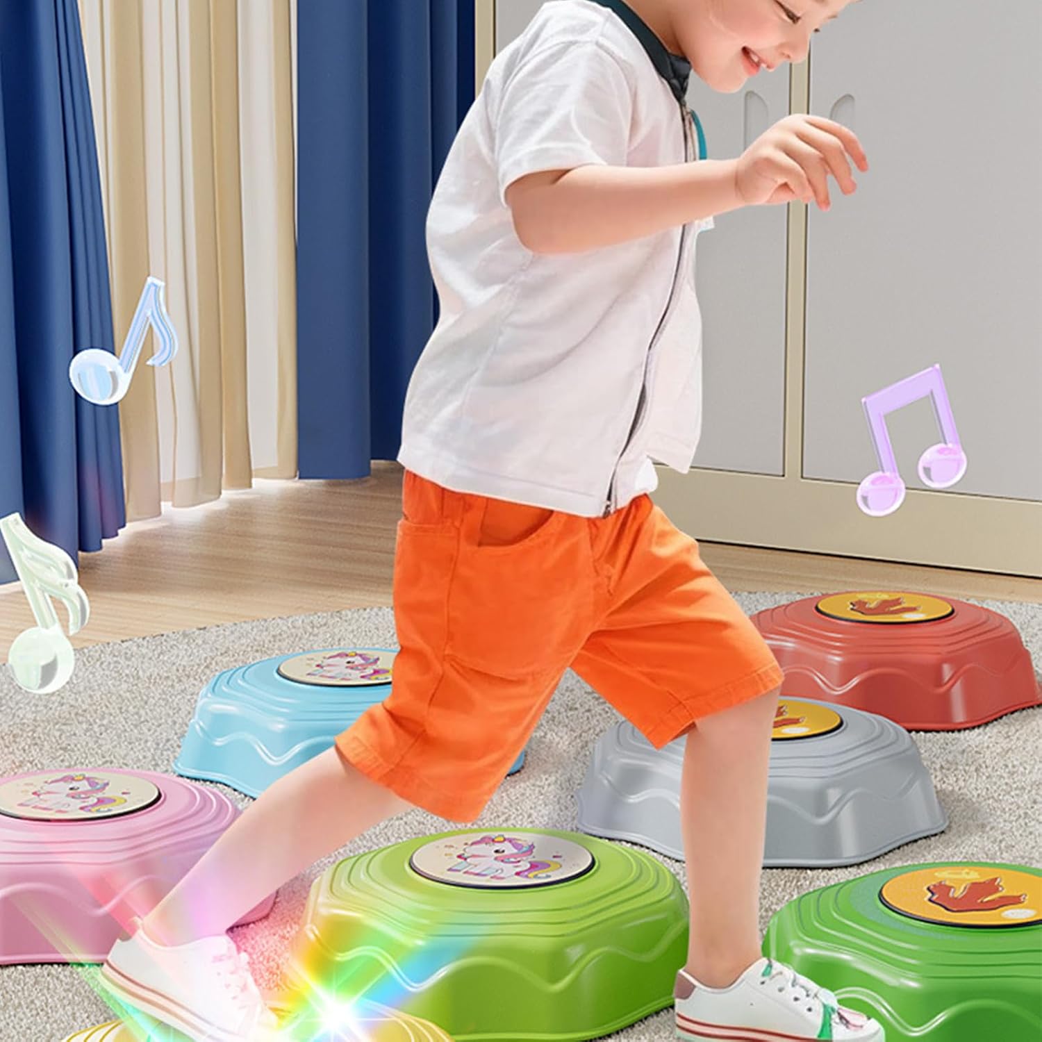 6pcs Fitness Stepping Stones Pieces with Dog Patterns Encourages Active Play and Learning Glowing Footstep Dolls
