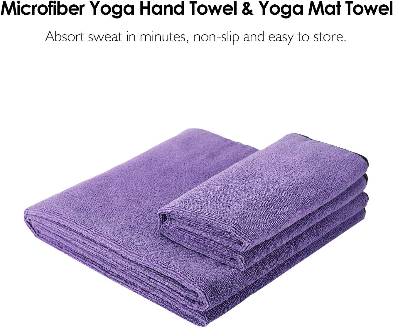 REEHUT Yoga Set 6-Piece - Includes 1/2" Thick NBR Yoga Mat with Carrying Strap, 2 Yoga Blocks, 1 Yoga Mat Towel, 1 Yoga Hand Towel & 1 Yoga Strap (Purple)