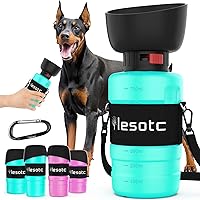 Vista 15 de lesotc Botella de agua para perros, dispensador de agua portátil con cuenco, botella de viaje a prueba de fugas para mascotas, accesorios esenciales
