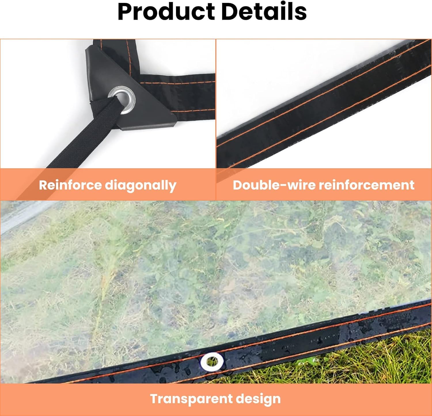 3x6M Lona Impermeable Transparente con Ojales Plasticos | Lona Transparente Exterior para Exteriores, Impermeable, Aislamiento de Plantas, Resistente al Polvo