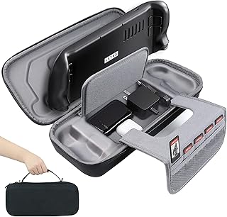 amFilm Carrying Case for Steam Deck, Large Storage Travel Carrying Bag for Steam Deck Console & Accessories, Designed for Steam Deck 2021 & 2022 64 GB / 256 GB NVMe / 512 GB NVMe Model, Black