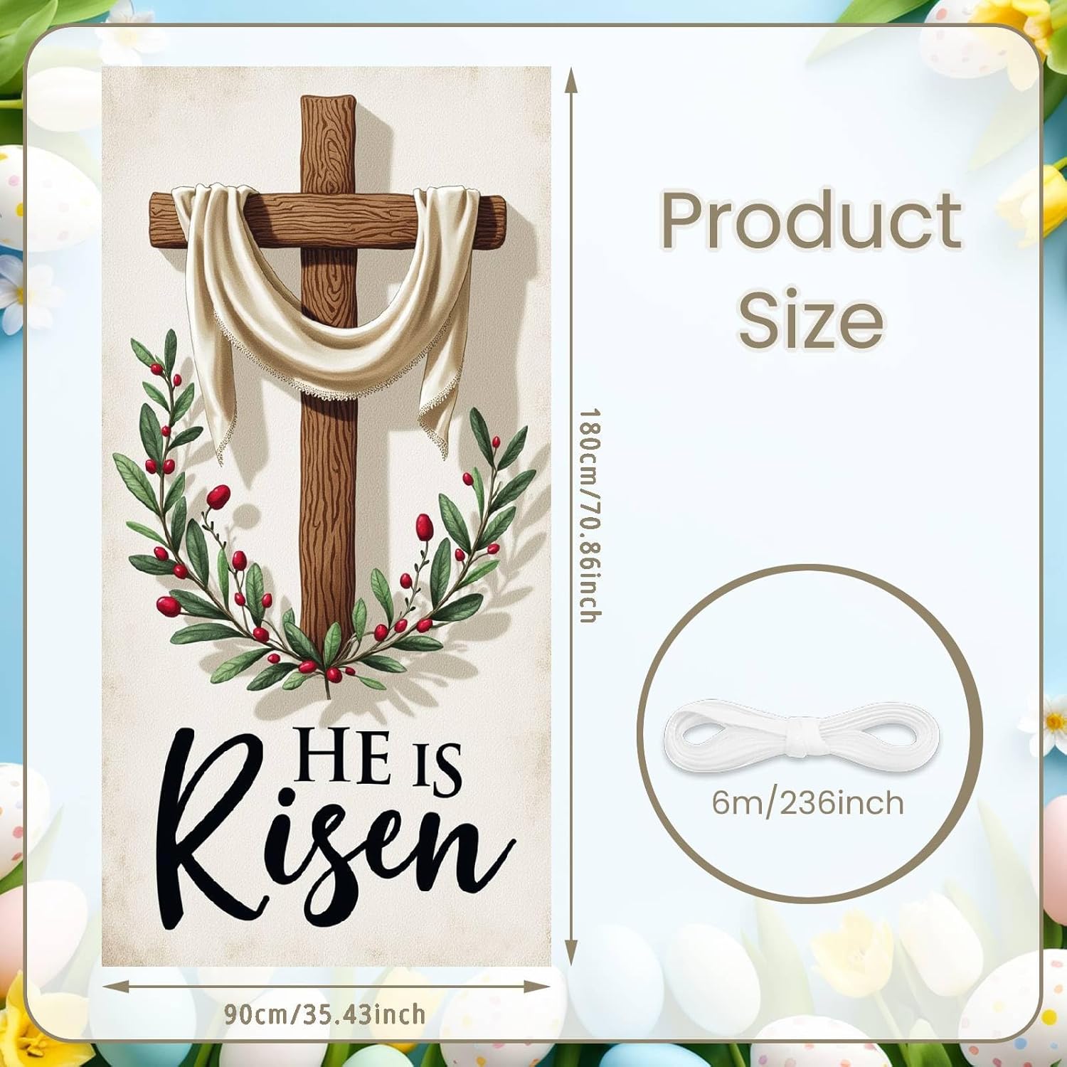 Easter Religious Door Cover Decorations Front Door Banner for Easter Holiday Party Supplies Christian Easter Porch Sign Banner Front Door Cover for Spring Holiday Home Decor