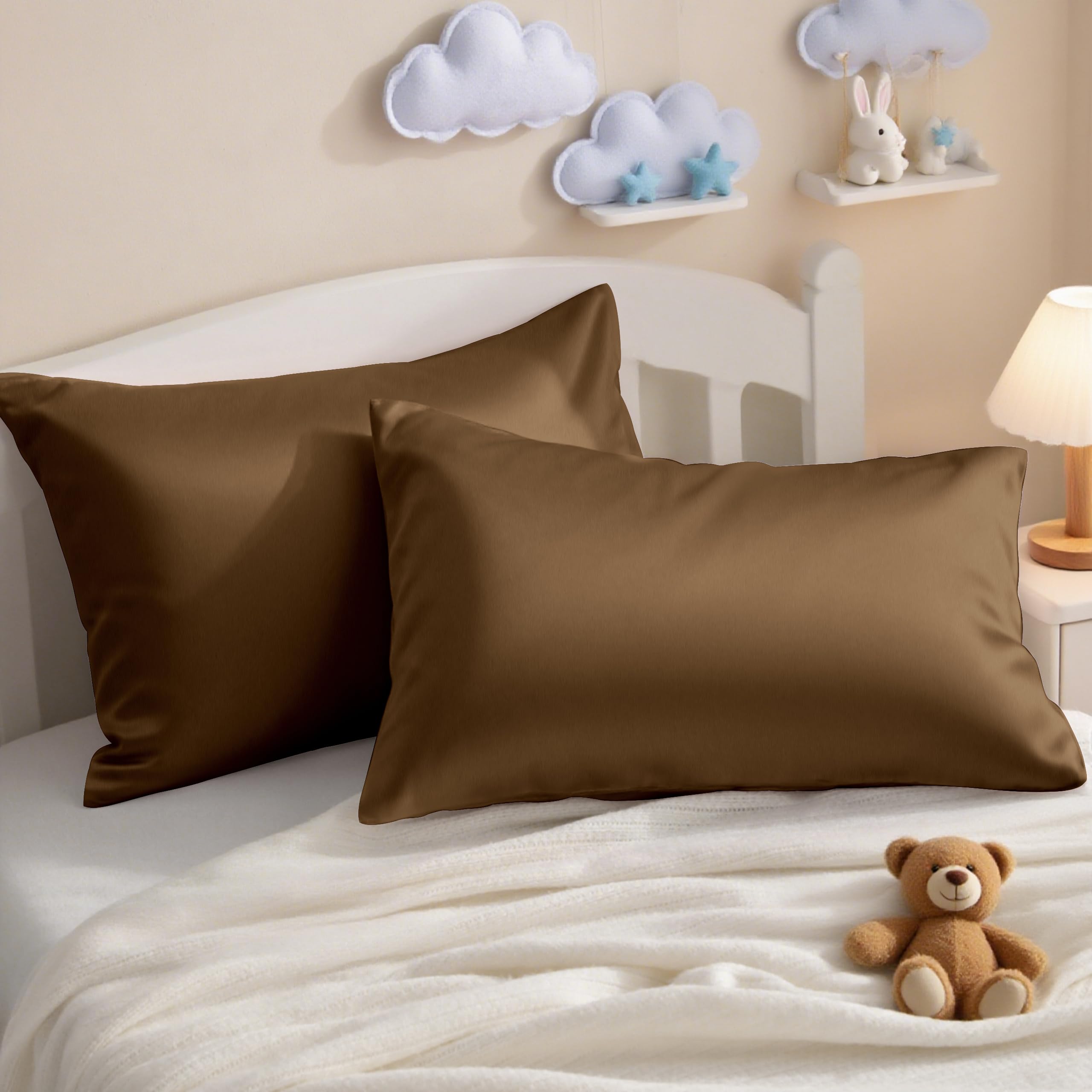 Taies d'oreiller 100% coton égyptien 500 fils NTBAY marron pour un confort hôtelier