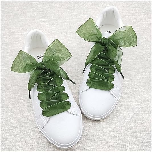 HOT 1Pair Organza Ribbon Shoe Laces Flat Snow Yarn Shoelaces For Women Sneakers Rope Widen DE Trainining Shoes Laces Dropship - 322