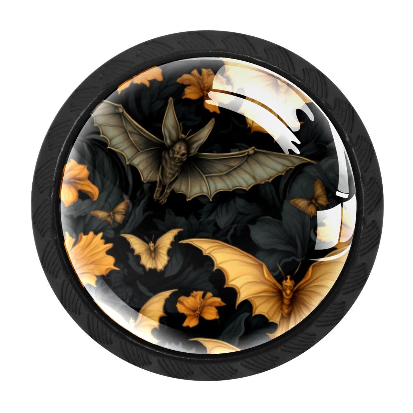 Chenzzzz Multicolored 04 4 Pack Drawer Knobs, Black Handle Dresser Drawer Pulls, Round Decoration Cabinet Hardware Pulls With Screws For Kitchen Cupboard Wardrobe, Bat