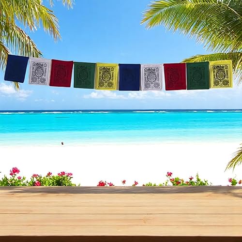 Miniatura 4 de Banderas de oración de la rueda de astrología para energía positiva, Tela